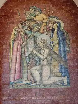 Via Sacra VI Verónica limpa a face de Jesus