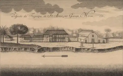 Detalhe do “Prospecto da Freguezia de Sta Anna, no Garapé-Mirim”, de André SchWebel (1756).