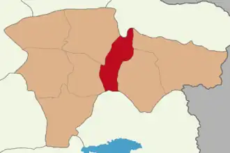 Localização do distrito de Taslechai na província de Are