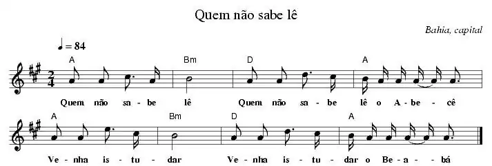 Partitura gerada com notação musical ABC