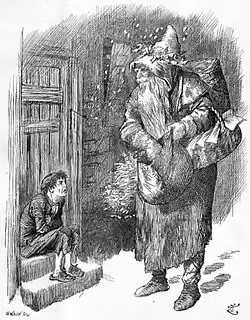A Christmas Puzzle, (Pai Natal: "Agora, meu homenzinho, onde está sua meia?") Punch, 1895