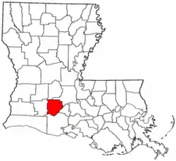 Localização da paróquia no Estado de Louisiana