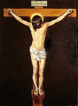 Guilherme Litran: Cristo crucificado, óleo sobre tela, segunda metade do século XIX, cópia de Velázquez. Acervo do MARGS.