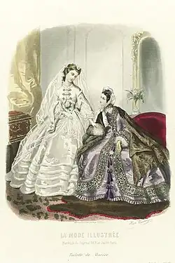 Toilette de mariée (1863), publicada em La Mode illustrée.
