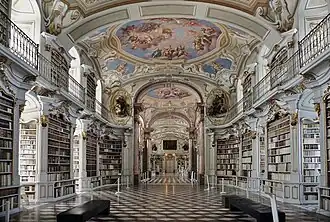 Biblioteca del Monasterio de Admont, obra de Joseph Huebe Spätbarock (1776)