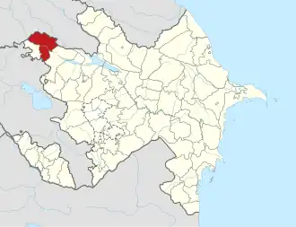 Mapa do Azerbaijão mostrando Agstafa Rayon