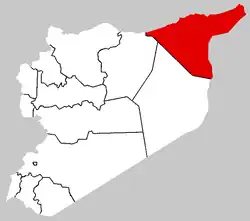 Map of Syria with Haçaca highlighted.