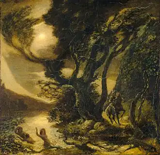 Albert Pinkham Ryder, Siegfried e as Donzelas do reno (1888 - 1891), National Gallery of Art, Washington, DC