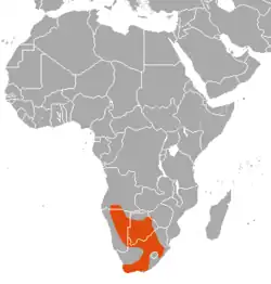 Distribuição da caama, no sul da África