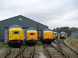 Todas as seis Deltics preservadas em Barrow Hill.