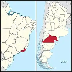 Limites norte (esquerda) e sul (direita) da distribuição geográfica de A. mactroides (RIOS, 1994).[5]
