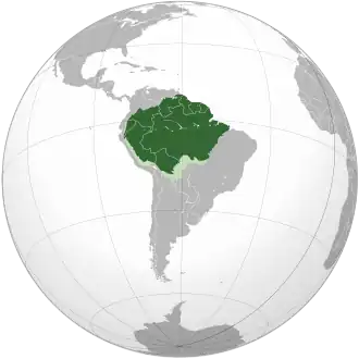 Mapa da ecorregião amazônica definida pelo WWF.