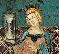 Detalhe de uma pintura do século XIV chamada Temperança, por Ambrogio Lorenzetti