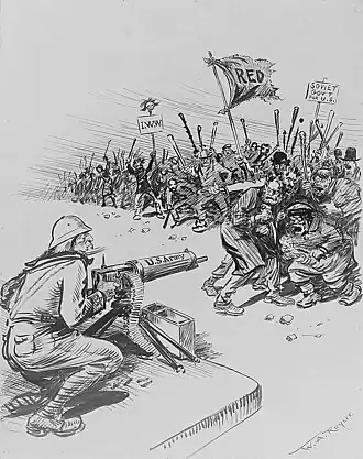 Propaganda anticomunista estadunidense (jornal New York Herald, 17 de Outubro de 1919).