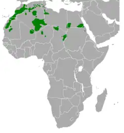 Distribuição territorial original do carneiro-da-barbária, na África