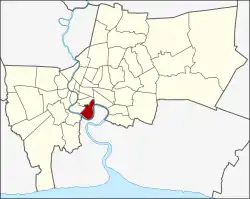 Localização do Distrito de Yan Nawa em Bangkok.