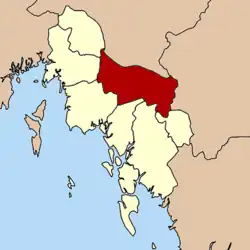 Localização do Distrito de Khao Phanom na província de Krabi