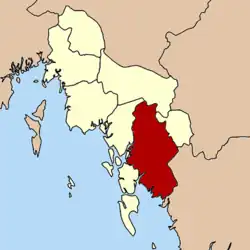 Localização do Distrito de Khlong Thom na província de Krabi