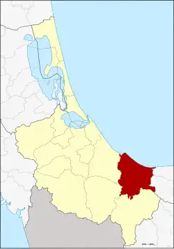 Localização do Distrito de Thepha na província de Songkhla