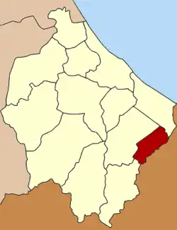 Localização do Distrito de Su-ngai Kolok na província de Narathiwat