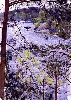 A enseada de Kyrkviken em Lidingö