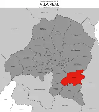 Localização no município de Vila Real