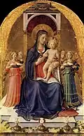 Beato Angelico: Madonna e o Menino, parte central do políptico Retábulo de Perúgia, c. 1437