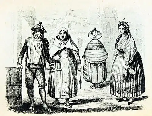 Trajes de Chuquisaca, no livro "Cidades antigas da América", 1842.