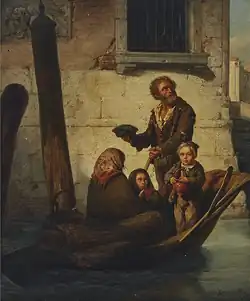 Antonio Rotta, Peasant family on the Venetian Canal, Venezia, 1854)