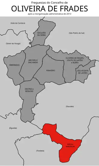 Localização no município de Oliveira de Frades
