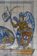 Armas suportadas por um arcanjo tenente. Painel de azulejos, século XVII.