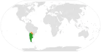 Mapa indicando localização da Argentina e do Paraguai.
