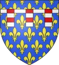 Filipe de Valois: de azur semeado de flores de liz de ouro com um lambel composto de gules e prata.