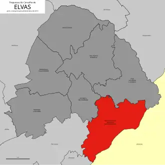 Localização no município de Elvas