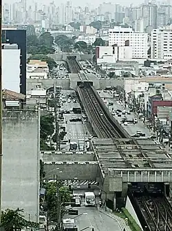 Linha elevada vista no distrito de Santana