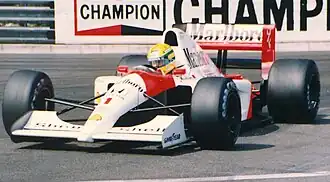 Ayrton Senna pilotando a McLaren MP4/6 no Grande Prêmio de Mônaco de 1991.