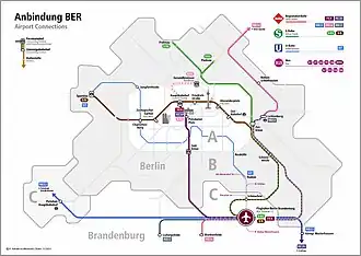 Plano do transporte público com a S-Bahn-Berlim