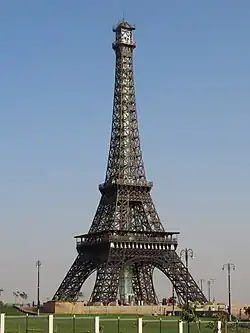 Bahria Town Eiffel Tower is built on a hill and is visible from far away