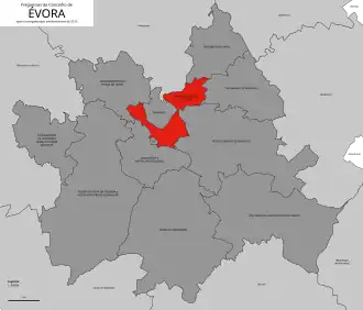 Localização no município de Évora
