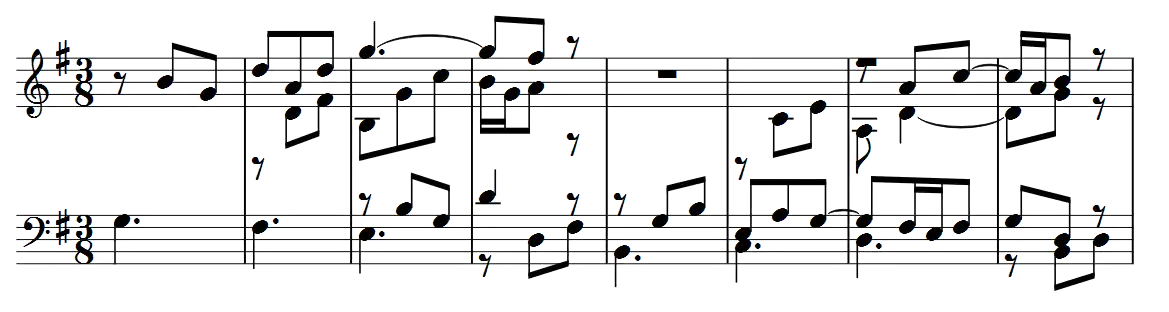Primeiros 8 compassos da quarta variação.