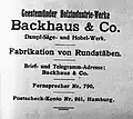 Papel timbrado da Backhaus & Co., década de 1930
