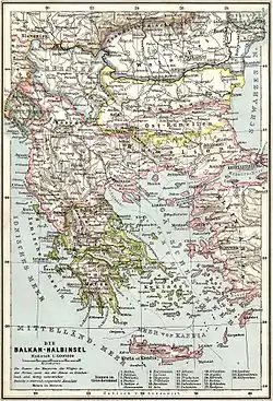 Mapa da Vilaiete do Kosovo no Império Otomano (1905)