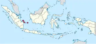 Localização de Bangka-Belitung na Indonésia