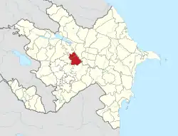 Mapa do Azerbaijão mostrando o distrito de Barda