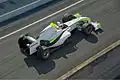 Rubens Barrichello no teste do Brawn BGP 001 em Barcelona.