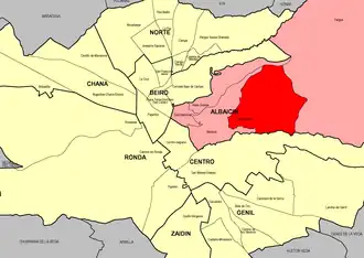 Localização do bairro do Sacromonte em Granada