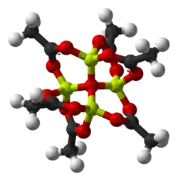 Modelo "Bolas e varetas" da estrutura do acetato básico de berílio