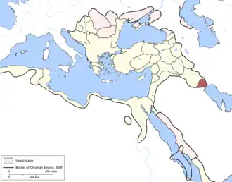 Localização de Eialete de Baçorá Eyālet-i Baṣrâ