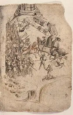 Representação da Batalha de Bannockburn em manuscrito da década de 1440.