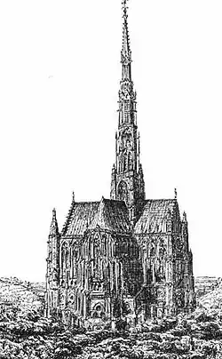 O pináculo da Catedral de Beauvais antes de sua queda em 1573